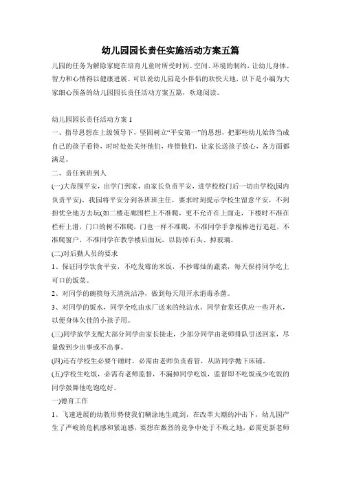 幼儿园园长责任实施活动方案五篇