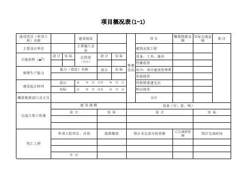 基本建设项目竣工财务决算报表