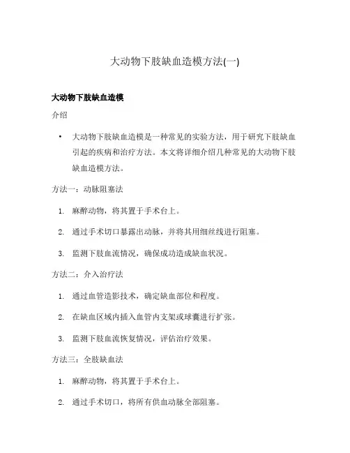 大动物下肢缺血造模方法(一)