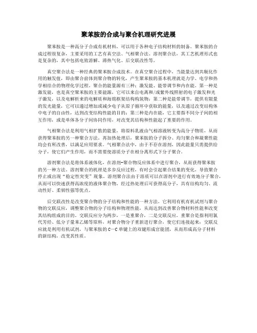 聚苯胺的合成与聚合机理研究进展