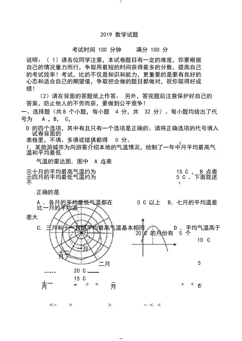 2019高中自主招生数学试题