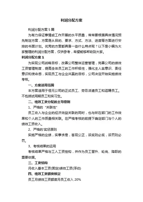 利润分配方案5篇