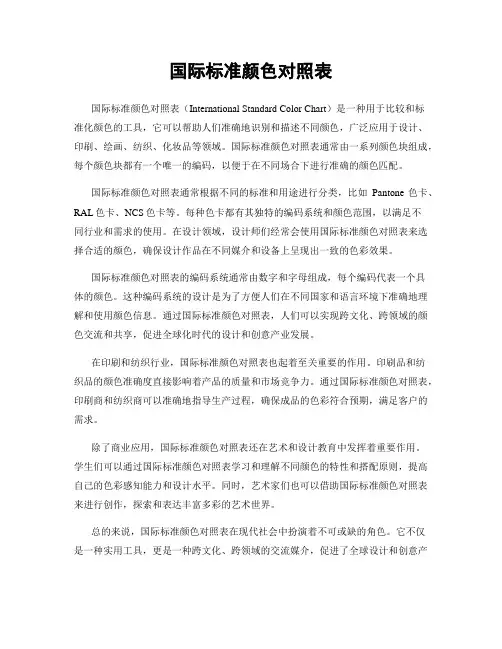 国际标准颜色对照表