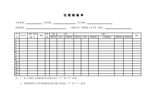 过程检验单
