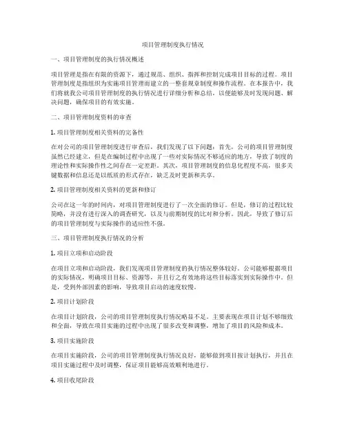 项目管理制度执行情况