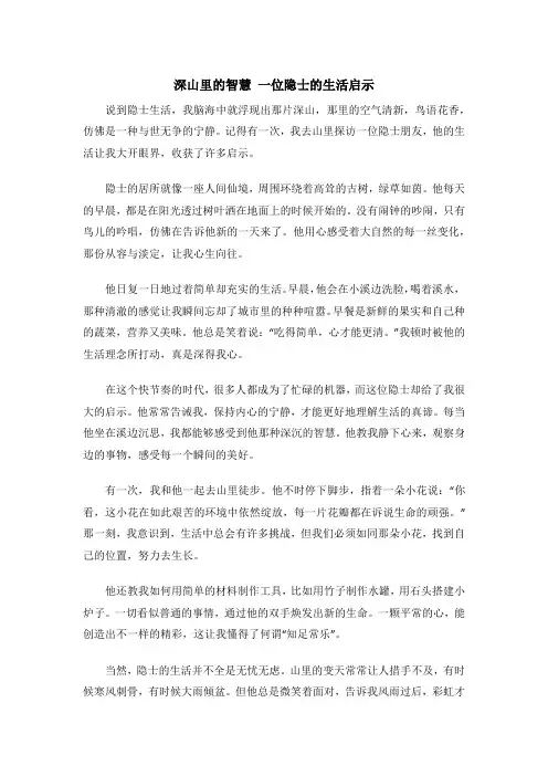 深山里的智慧 一位隐士的生活启示