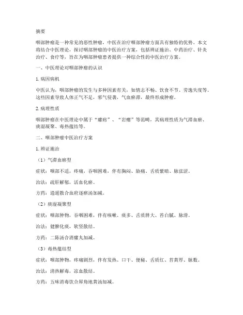 咽部肿瘤中医治疗方案