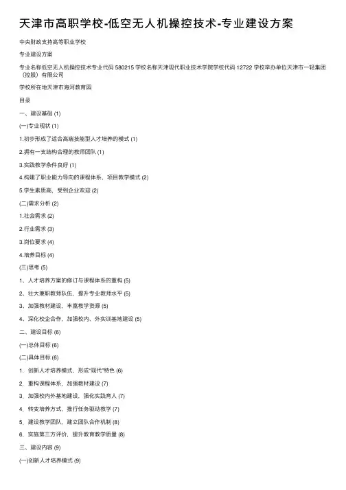 天津市高职学校-低空无人机操控技术-专业建设方案