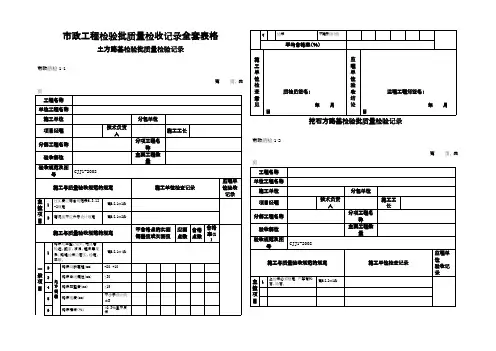 市政工程检验批质量检收记录全套表格