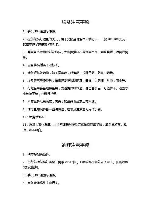 埃及迪拜旅游注意事项