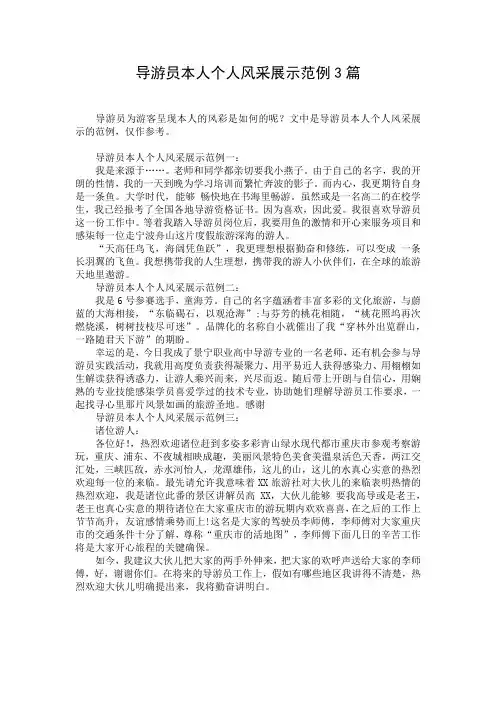 导游员本人个人风采展示范例3篇