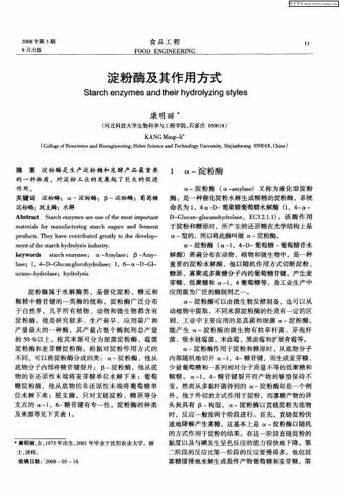 淀粉酶及其作用方式