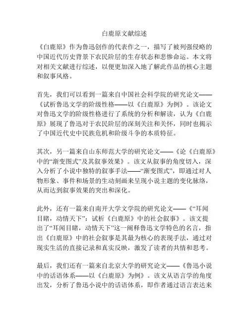 白鹿原文献综述