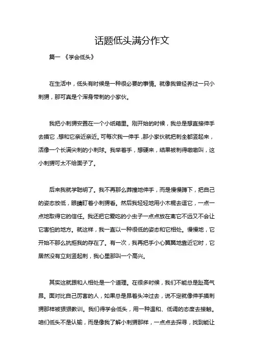 话题低头满分作文