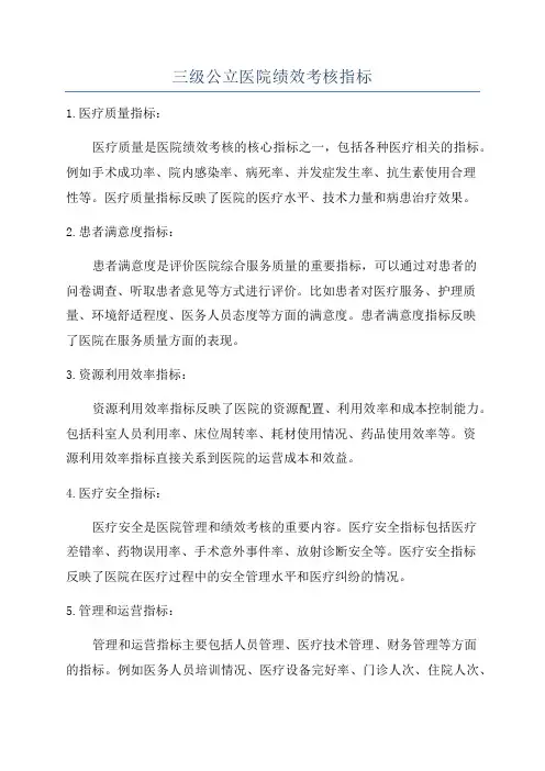 三级公立医院绩效考核指标