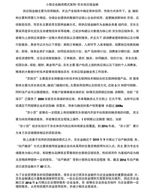 小微企业融资模式案例
