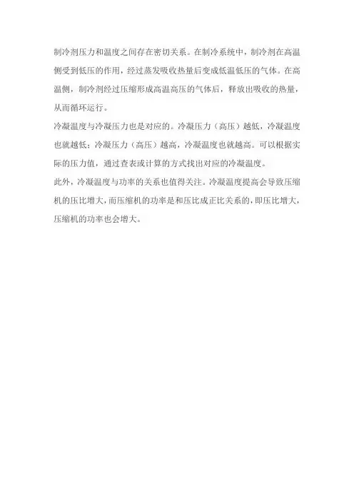 制冷剂压力和温度的关系