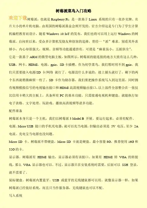 树莓派菜鸟入门攻略