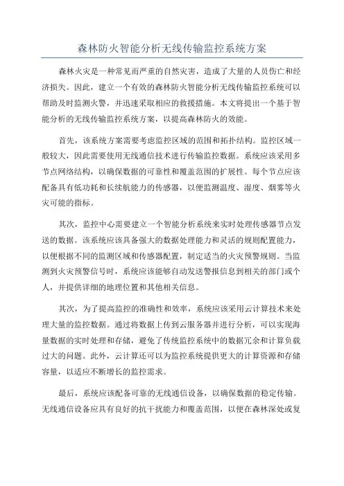森林防火智能分析无线传输监控系统方案