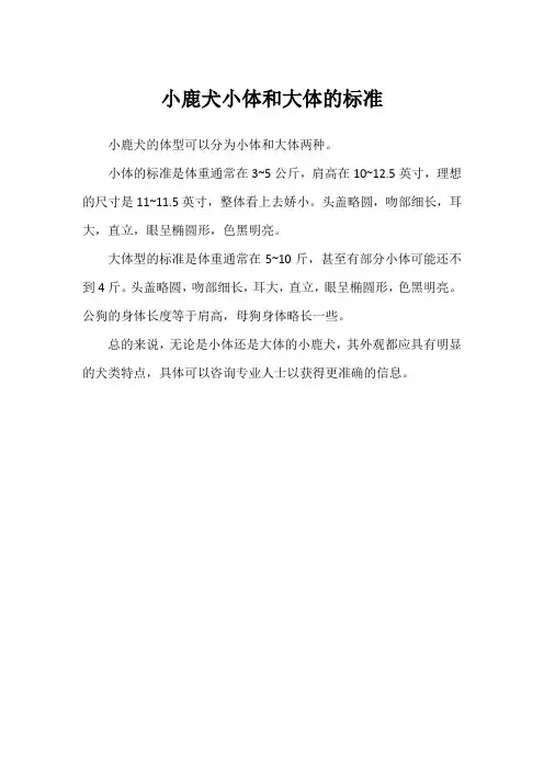 小鹿犬小体和大体的标准
