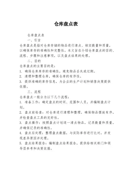 仓库盘点表