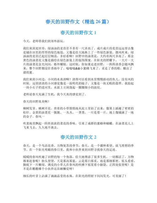 春天的田野作文(精选26篇)