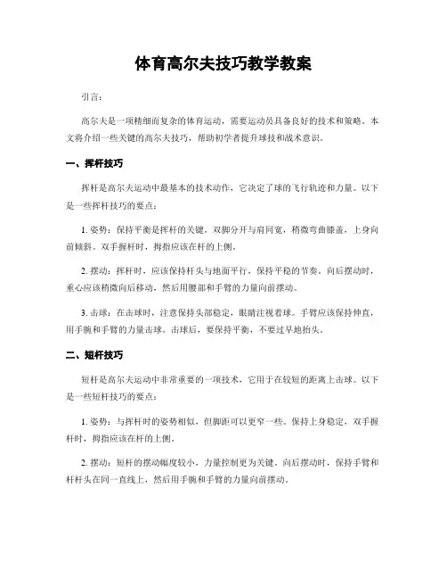 体育高尔夫技巧教学教案