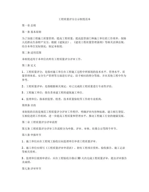 工程质量评分公示制度范本