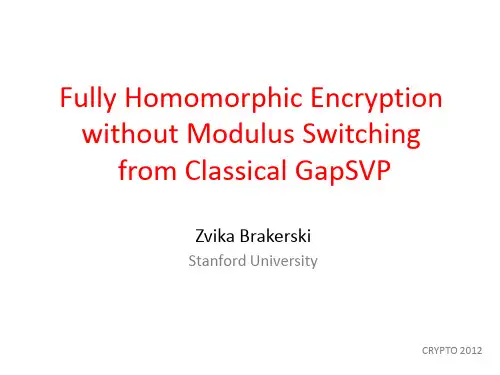 Fully Homomorphic Encryption without Modulus Switching from Classical GapSVP17-2-Brakerski