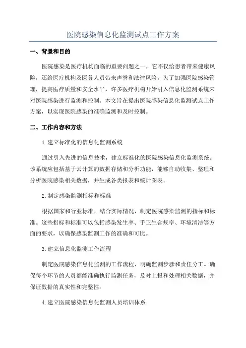医院感染信息化监测试点工作方案