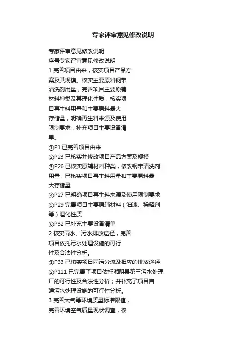 专家评审意见修改说明