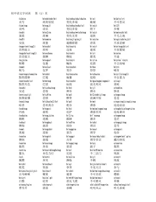 人教版初中语文字词汇总(按语音排序)