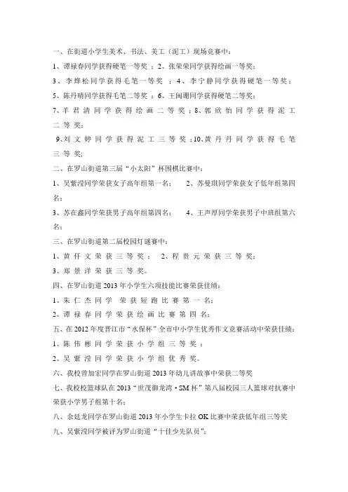 获奖汇总