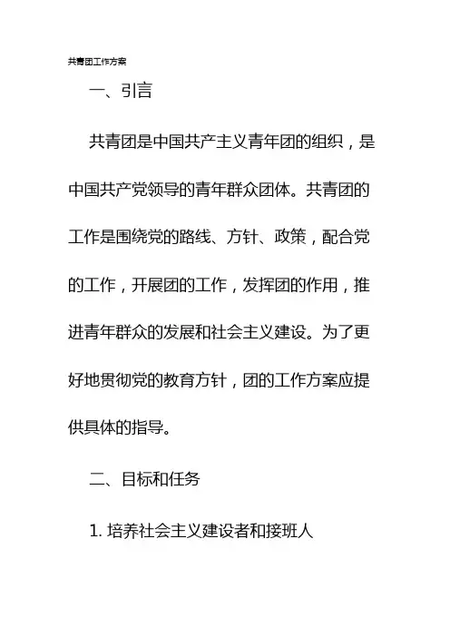 共青团工作方案