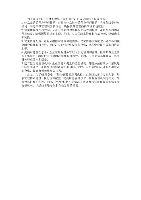 2024年财务预算保障措施