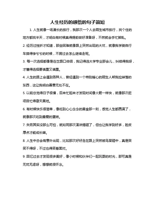 人生经历的感悟的句子简短