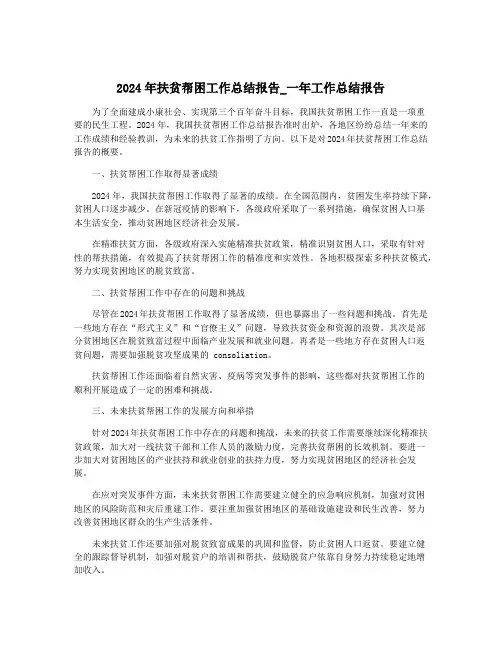 2024年扶贫帮困工作总结报告_一年工作总结报告