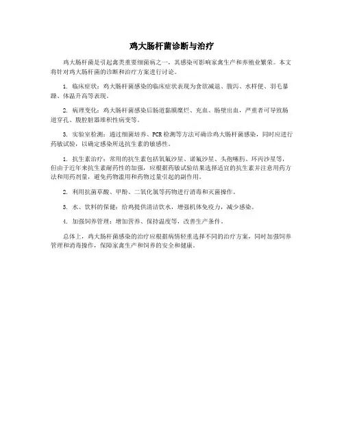 鸡大肠杆菌诊断与治疗