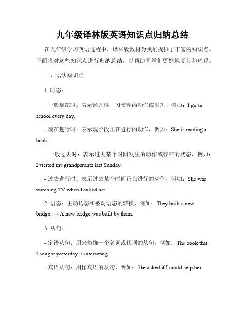 九年级译林版英语知识点归纳总结