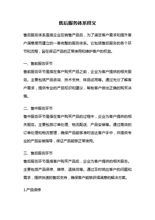 售后服务体系释义