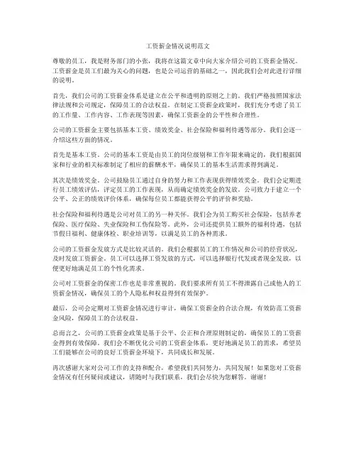 工资薪金情况说明范文