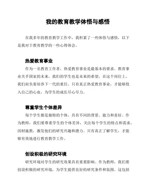 我的教育教学体悟与感悟