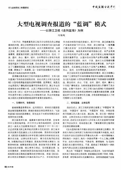 大型电视调查报道的“蓝调”模式——以浙江卫视《走向蓝海》为例
