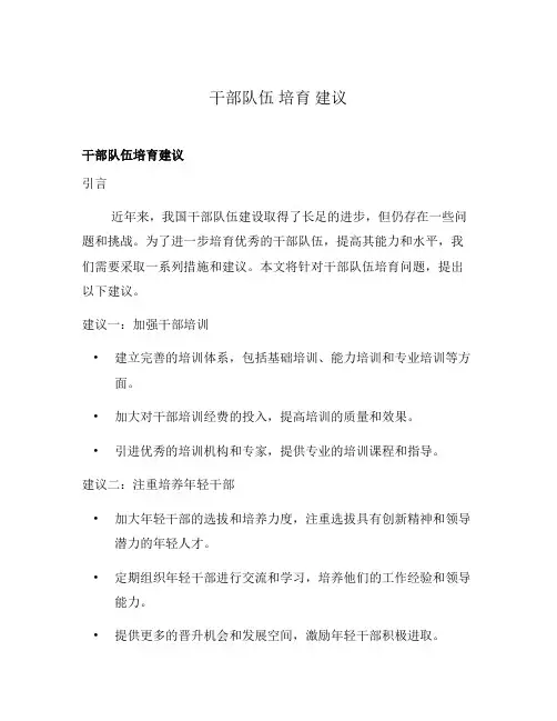 干部队伍 培育 建议