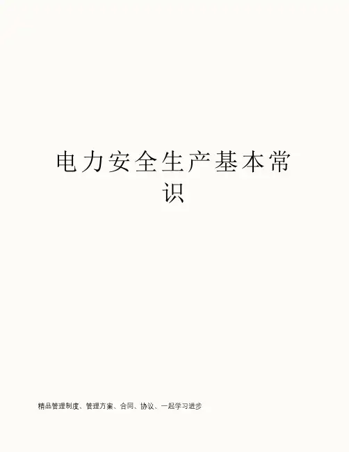 电力安全生产基本常识