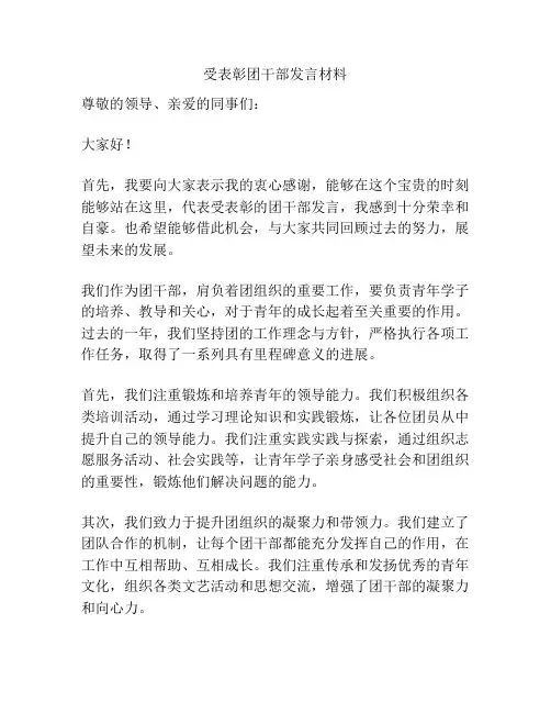 受表彰团干部发言材料