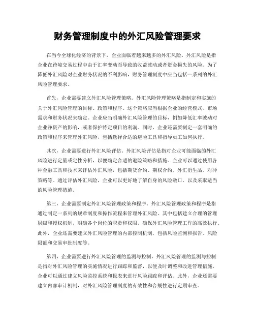 财务管理制度中的外汇风险管理要求
