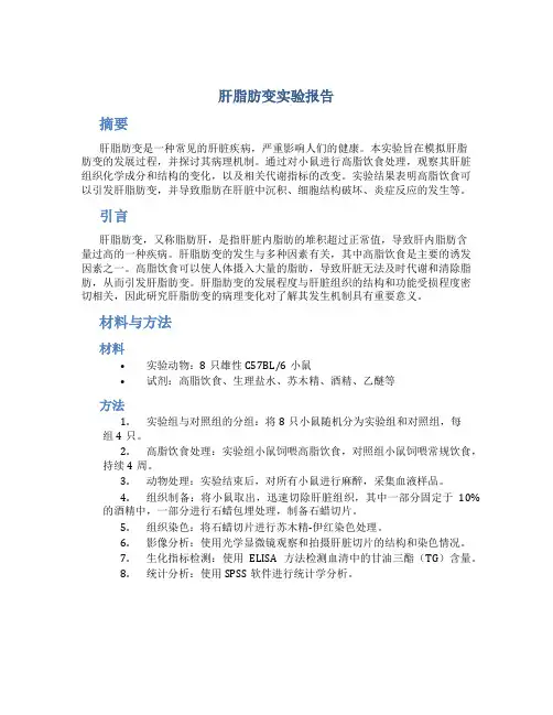 肝脂肪变实验报告