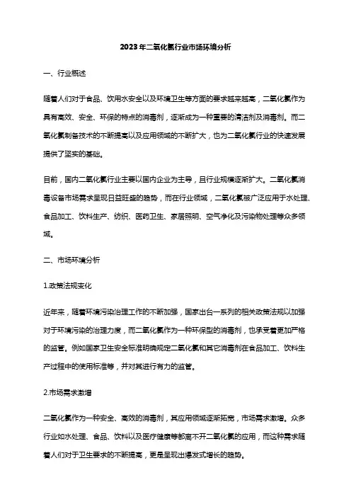 2023年二氧化氯行业市场环境分析