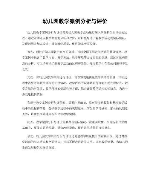 幼儿园教学案例分析与评价